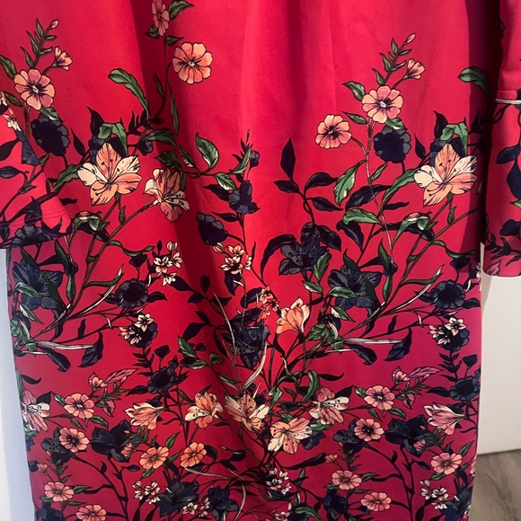 New York & Company Red Sheath Dress with Bell Sleeves - Picture 6 of 10